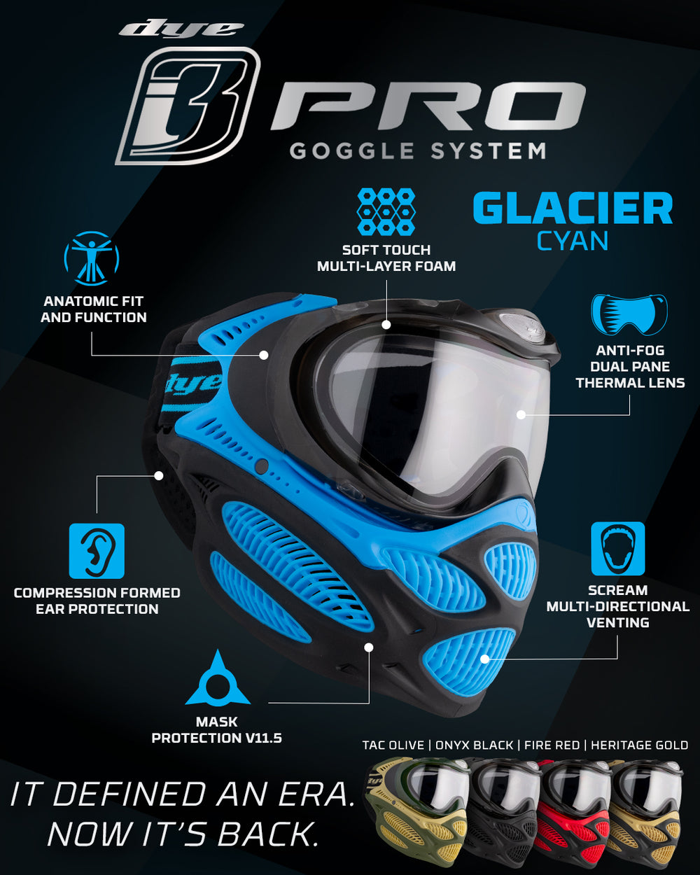 DYE i3 PRO GOGGLE - GLACIER BLUE