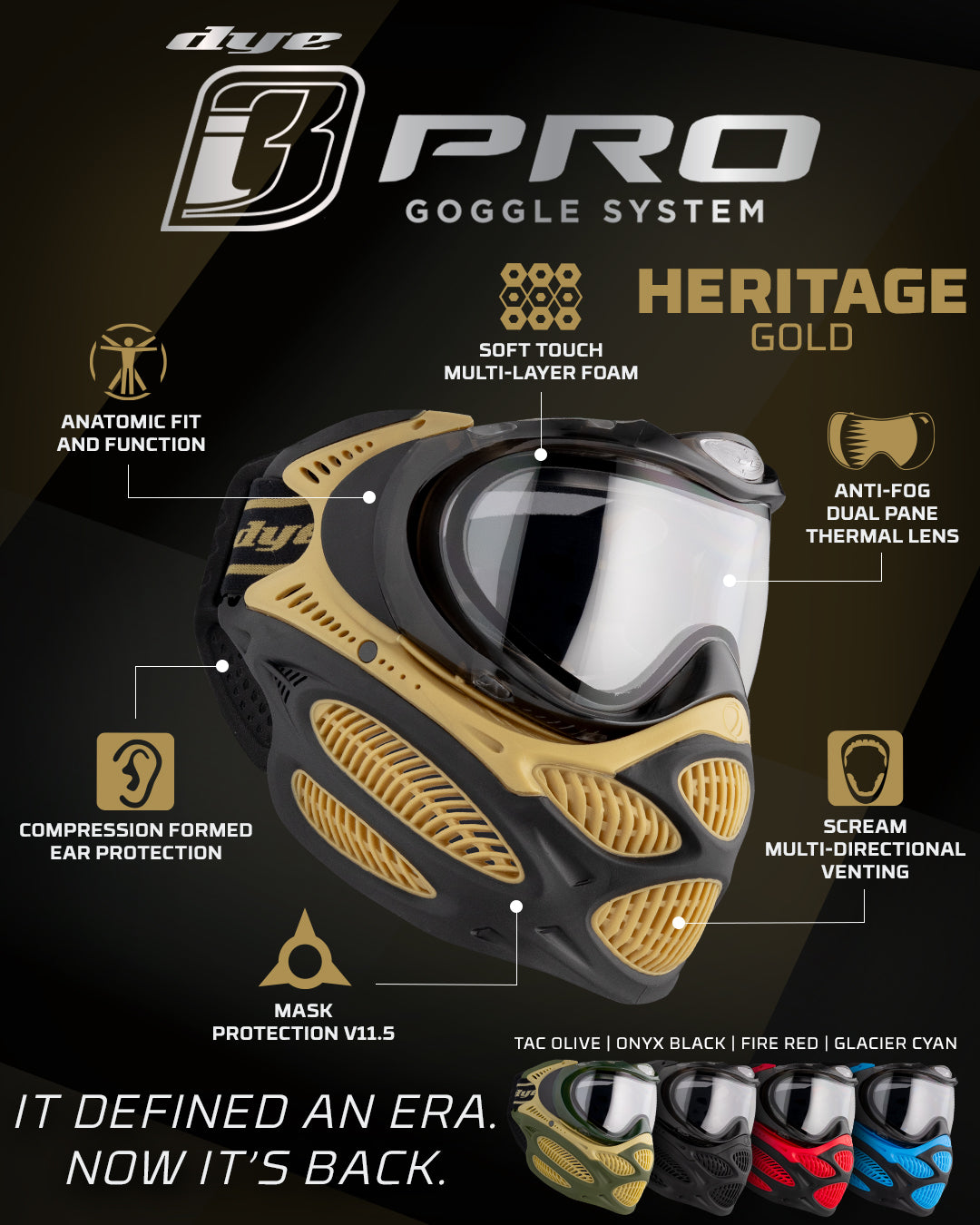 DYE i3 PRO GOGGLE - HERITAGE GOLD